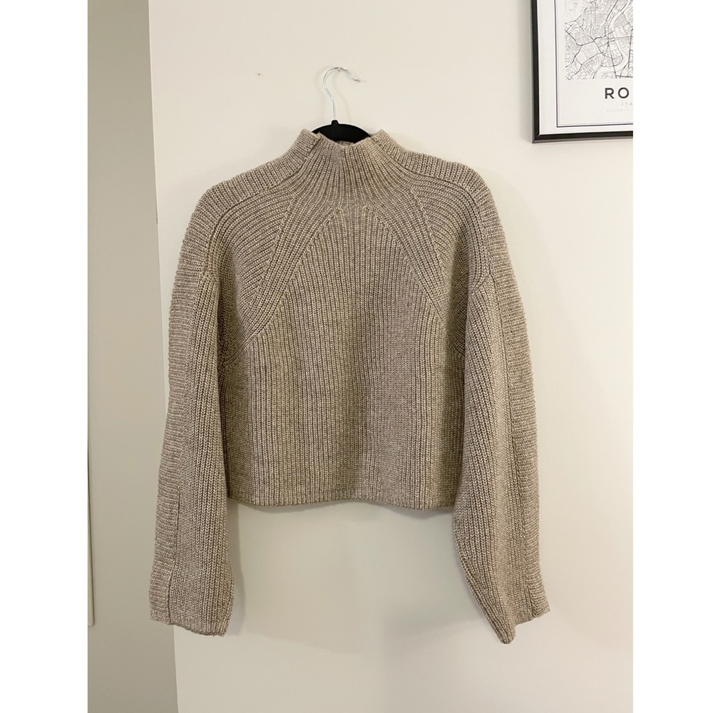 H&M Taupe Knit Mock Turtleneck Sweater